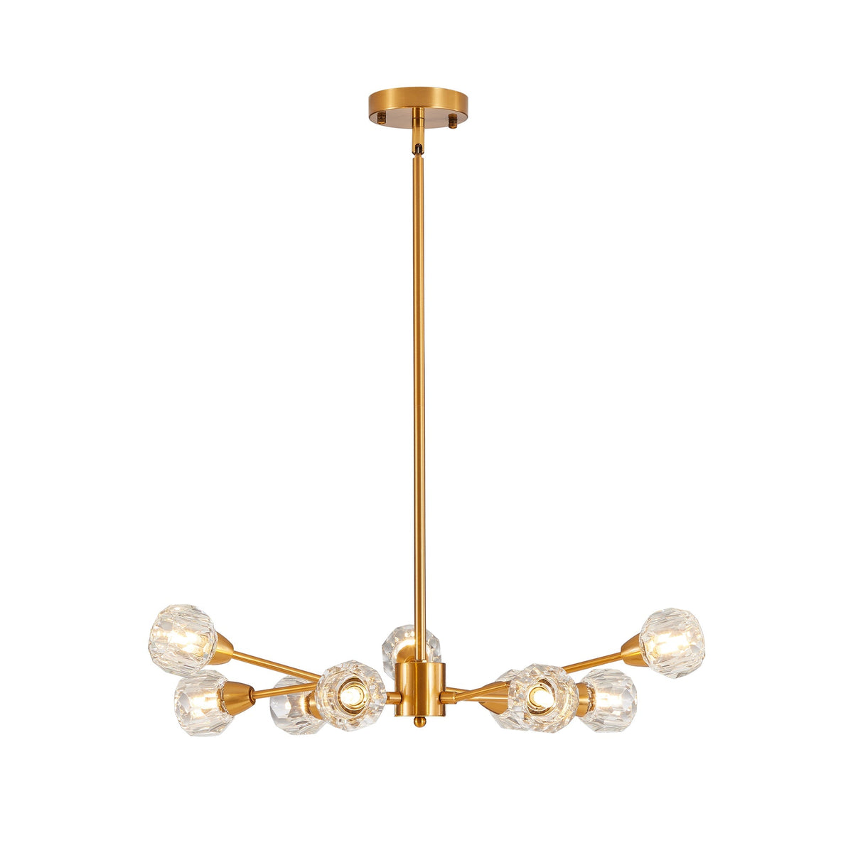 Chandelier 28 inch modern crystal with 9 lights in golden finish by HouseOfZazla on Tampa Home & Garden Store