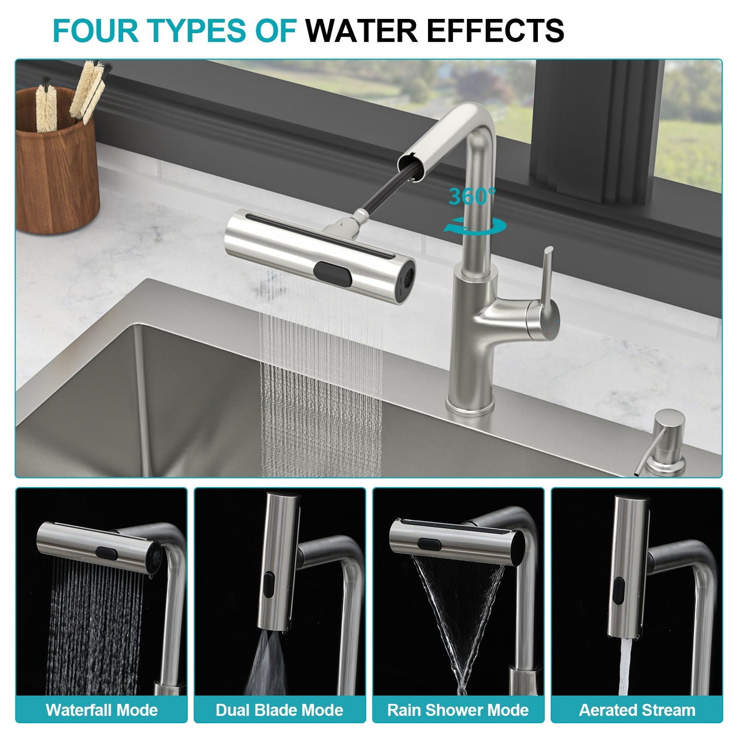 Stainless Steel Kitchen Sink with Faucet and Soap