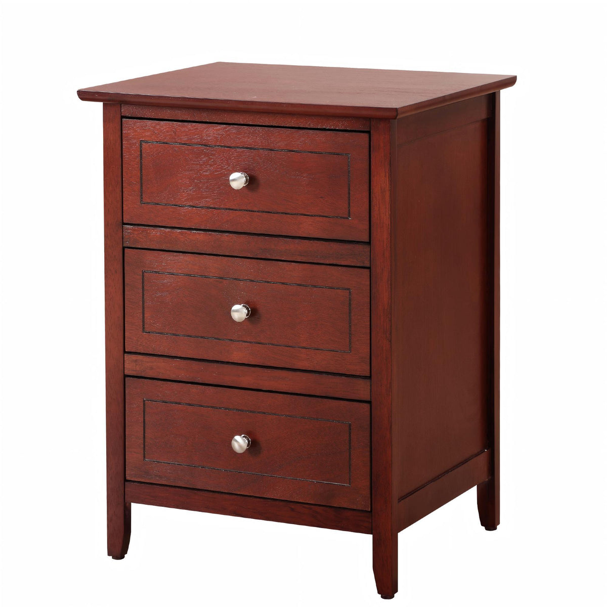 Dove Tailed Drawers 3-Drawer Nightstand in dark cherry wood veneer by HouseOfZazla on Tampa Home & Garden Store