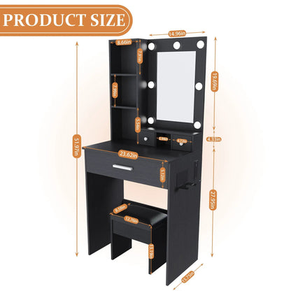 Vanity Table with Mirror and Hairdryer Holder