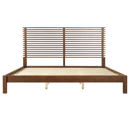 King Bed Frame with Walnut Headboard and Wood