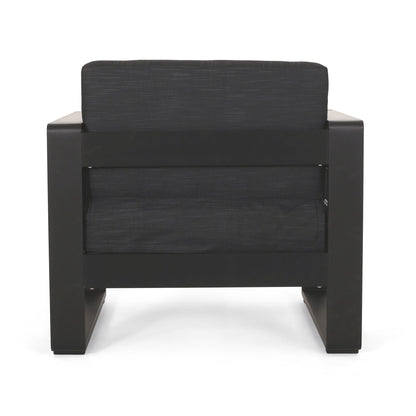 Giovanna Club Chair Set outdoor arm chair with aluminum frame in black fabric on Tampa Home & Garden Store
