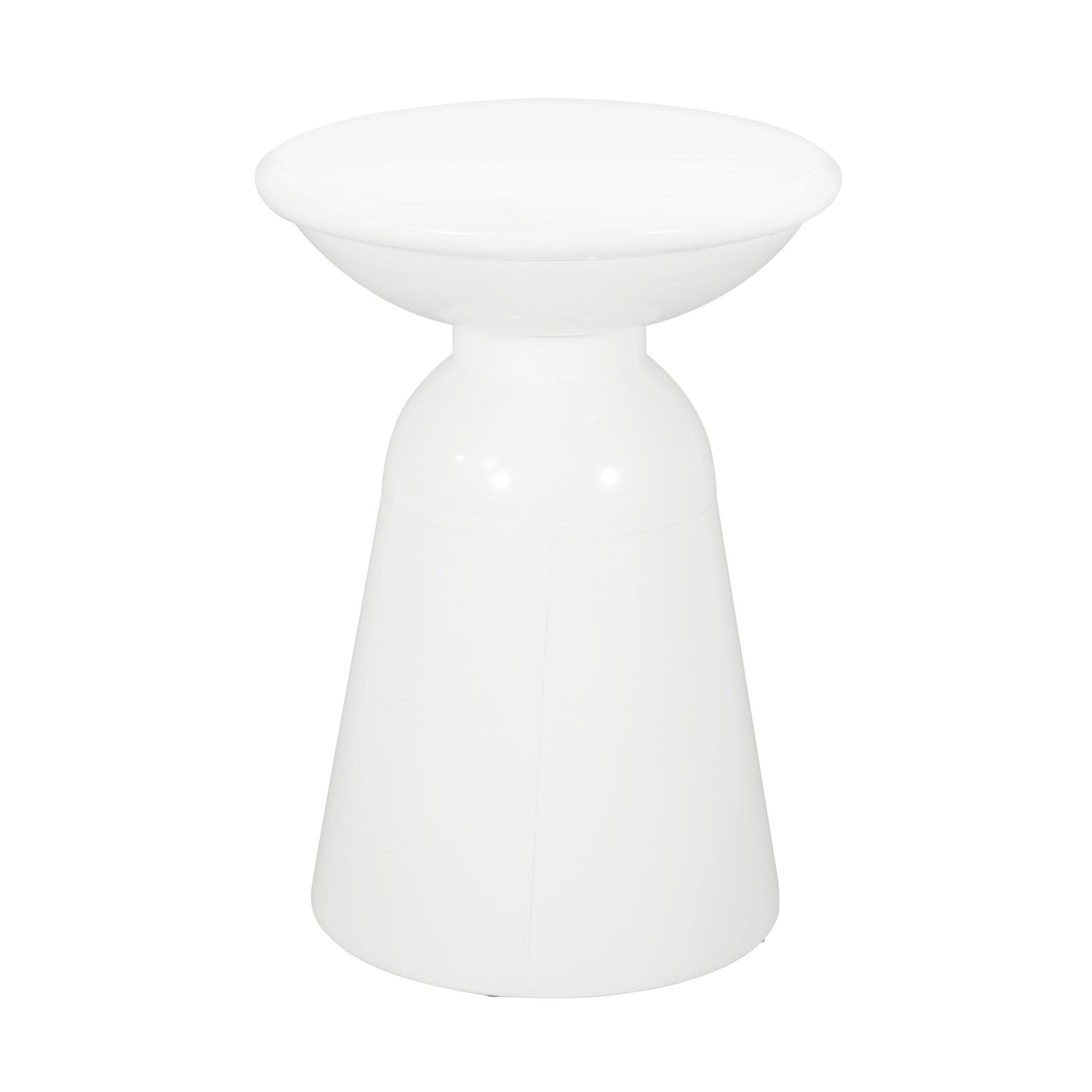 Serenita Outdoor Side Tables Set of 2, white glossy flared round tops on pedestal bases on Tampa Home & Garden Store