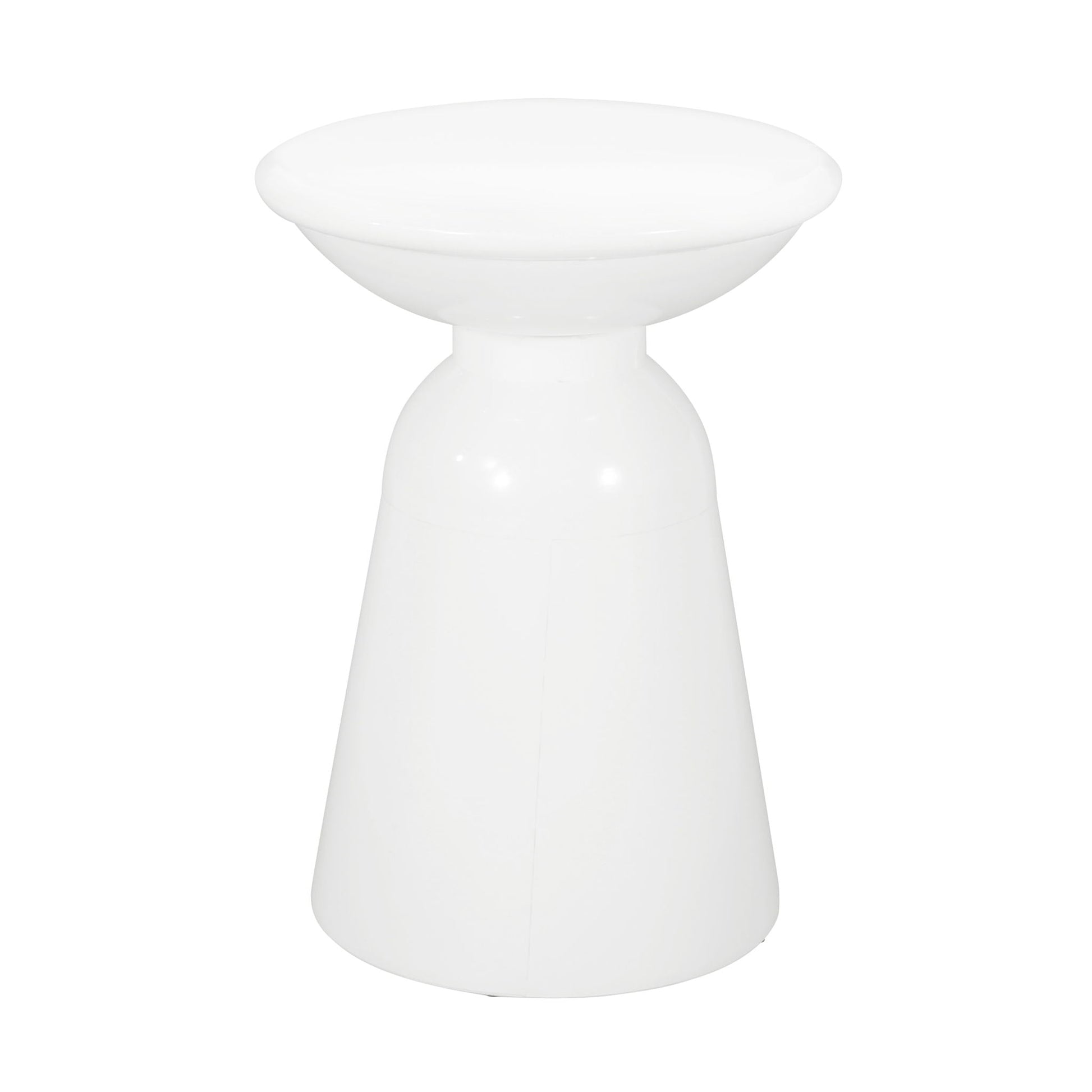 Serenita Outdoor Side Tables Set of 2, white glossy flared round tops on pedestal bases on Tampa Home & Garden Store