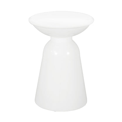 Serenita Outdoor Side Tables Set of 2, white glossy flared round tops on pedestal bases on Tampa Home & Garden Store