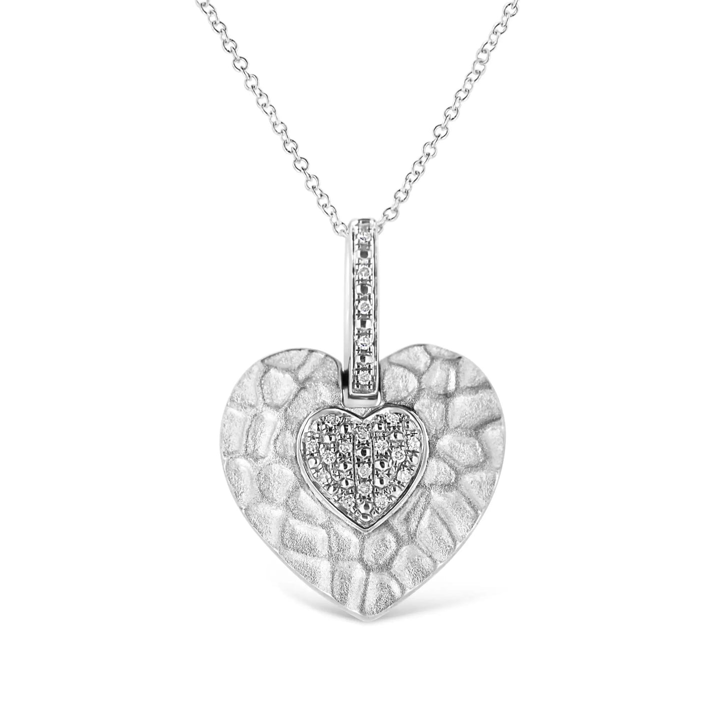 Sterling silver .925 heart pendant necklace with pavé diamonds, 18in chain by Bids.com on Tampa Home & Garden Store