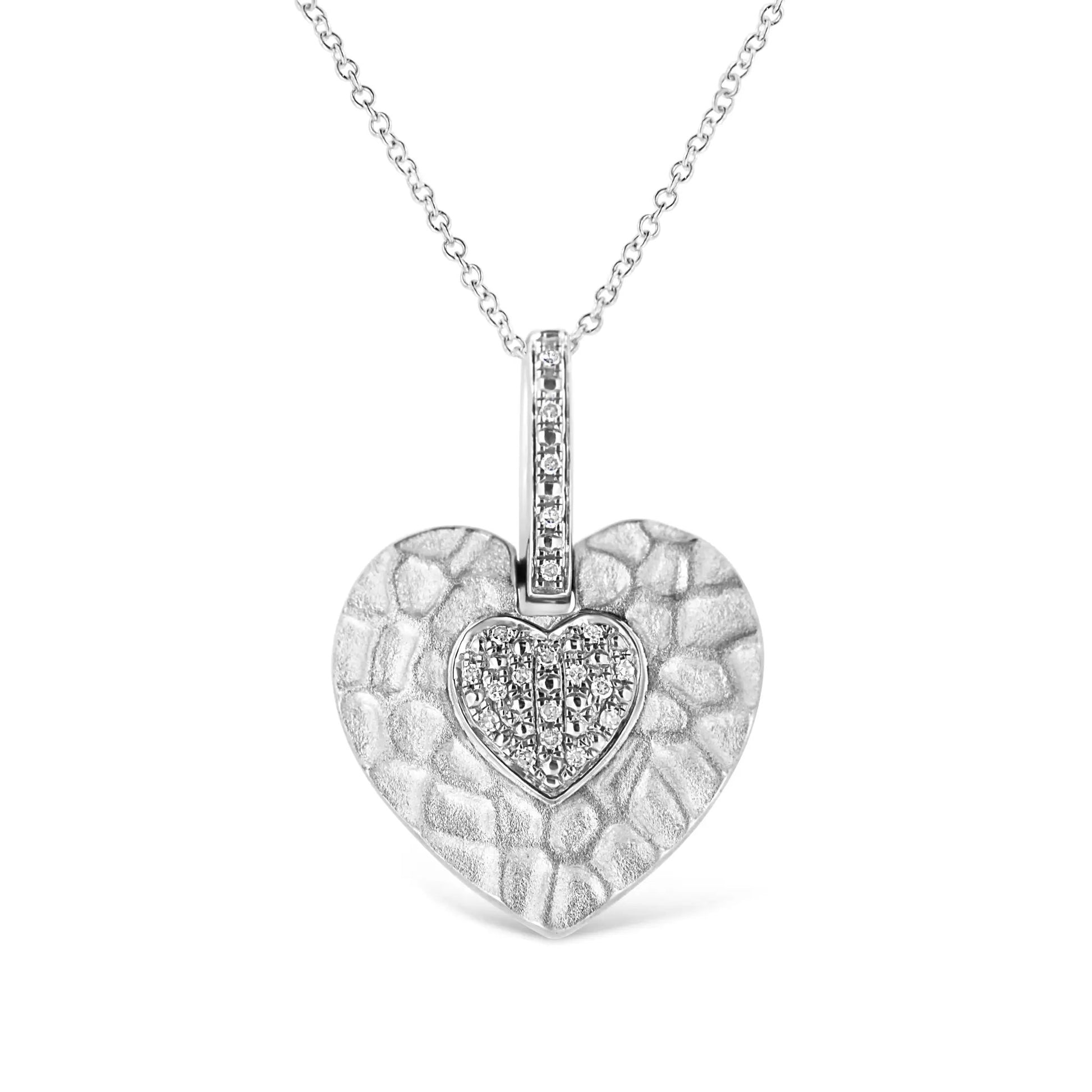 Sterling silver .925 heart pendant necklace with pavé diamonds, 18in chain by Bids.com on Tampa Home & Garden Store