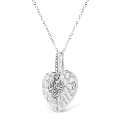 Sterling silver heart pendant necklace with pavé diamond accents on 18in chain on Tampa Home & Garden Store