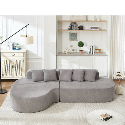 Curved Chenille Sectional Sofa and Pillows