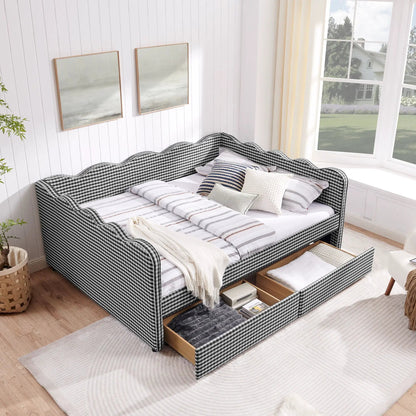 Gingham Daybed With USB Port and Wave Design