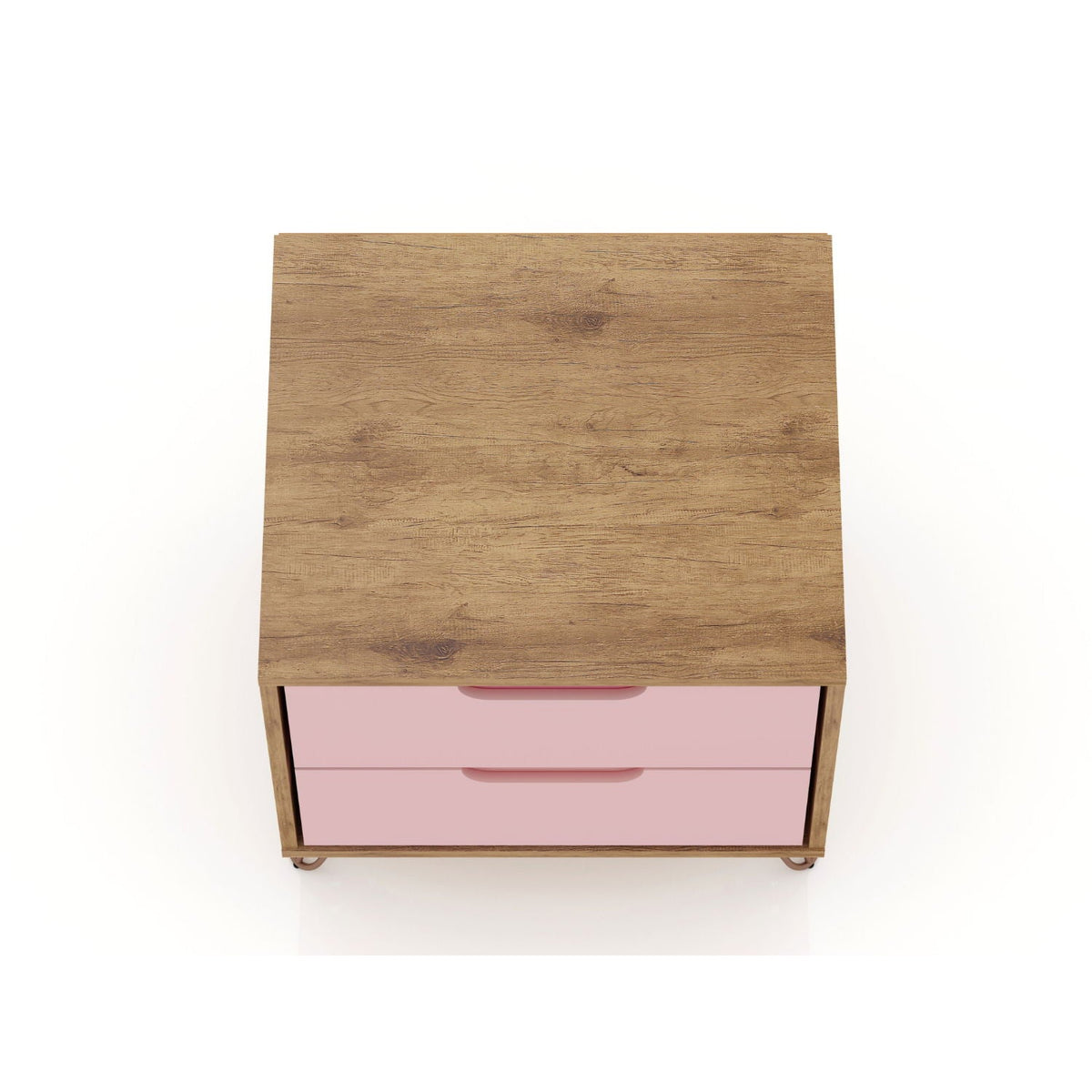 2-Drawer Nightstand by HouseOfZazla with wood grain top and pink drawers, durable splayed legs on Tampa Home & Garden Store