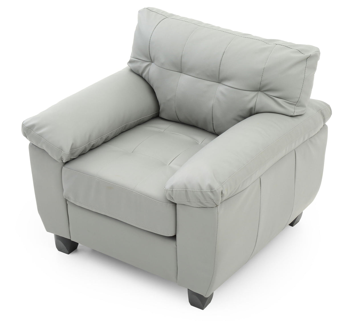 Accent arm chair with tufted back, removable back cushion, pocketed coil cushion in gray on Tampa Home & Garden Store