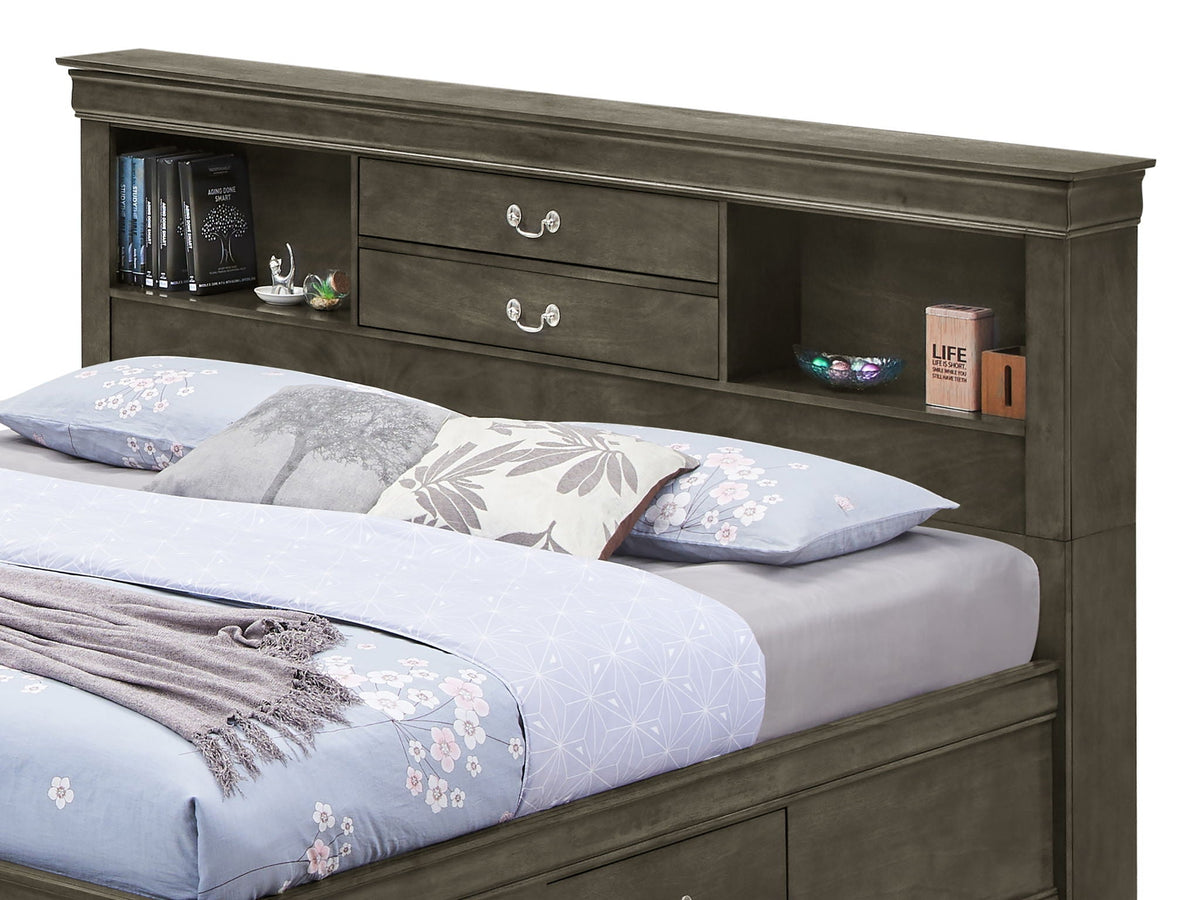 Traditional Bookcase Storage Bed with builtin shelves and 2 drawers by HouseOfZazla on Tampa Home & Garden Store