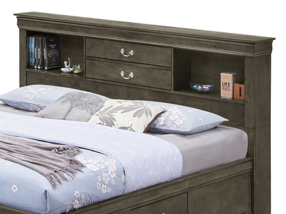 Traditional Bookcase Storage Bed with builtin shelves and 2 drawers by HouseOfZazla on Tampa Home & Garden Store