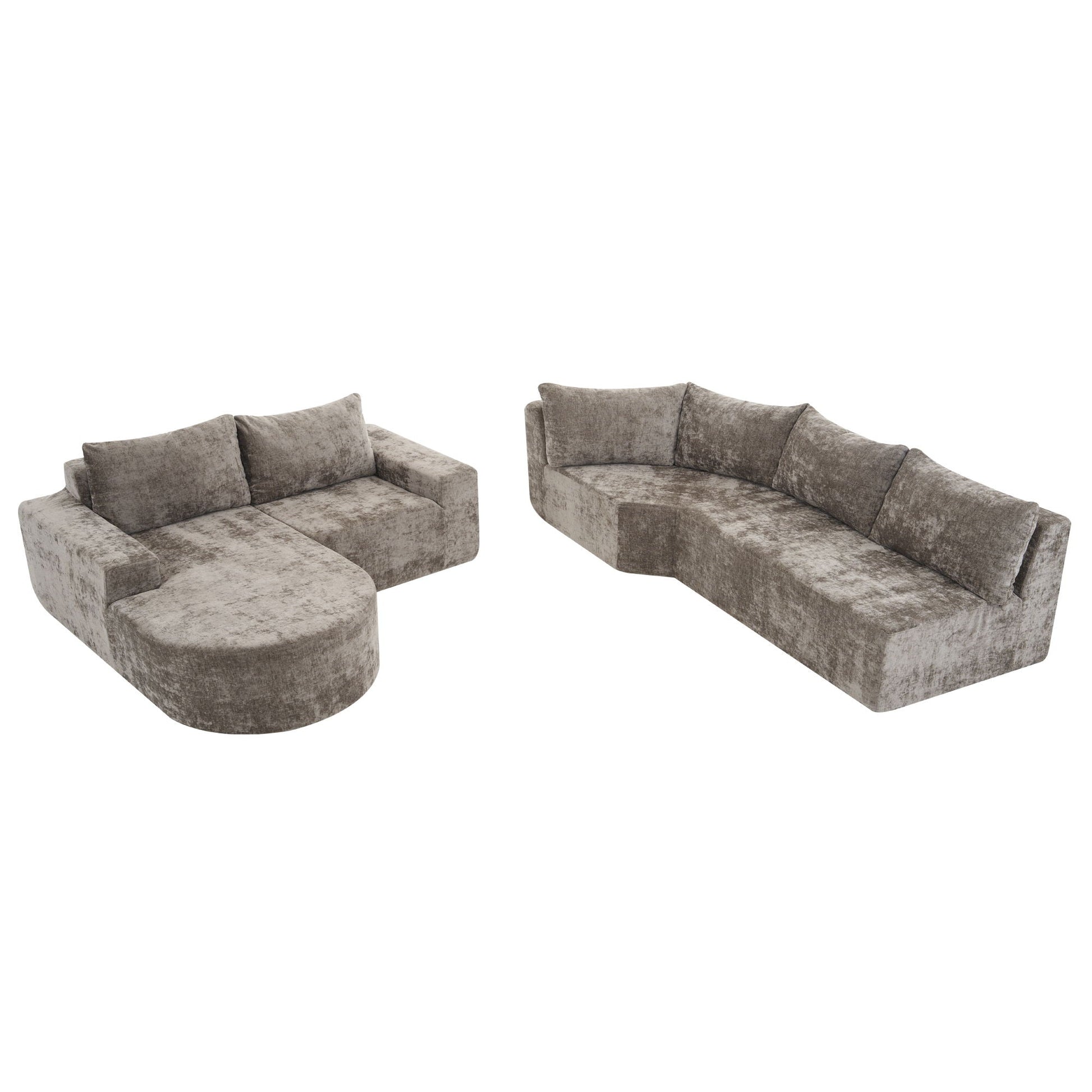 Modular Cloud Sectional Sofa Set, U-shaped, light gray velvet, HouseOfZazla on Tampa Home & Garden Store