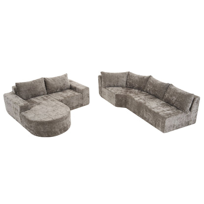 Modular Cloud Sectional Sofa Set, U-shaped, light gray velvet, HouseOfZazla on Tampa Home & Garden Store