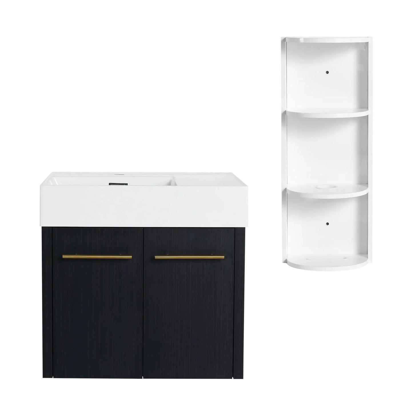 Modern Wall Mounted Vanity with Resin Sink Rack