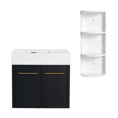 Modern Wall Mounted Vanity with Resin Sink Rack