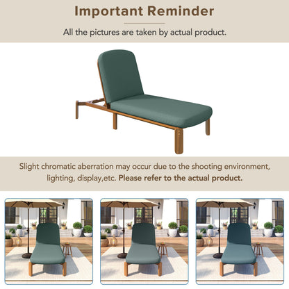 Outdoor chaise lounge with adjustable backrest green cushion, wood frame by HouseOfZazla, 5-pack on Tampa Home & Garden Store