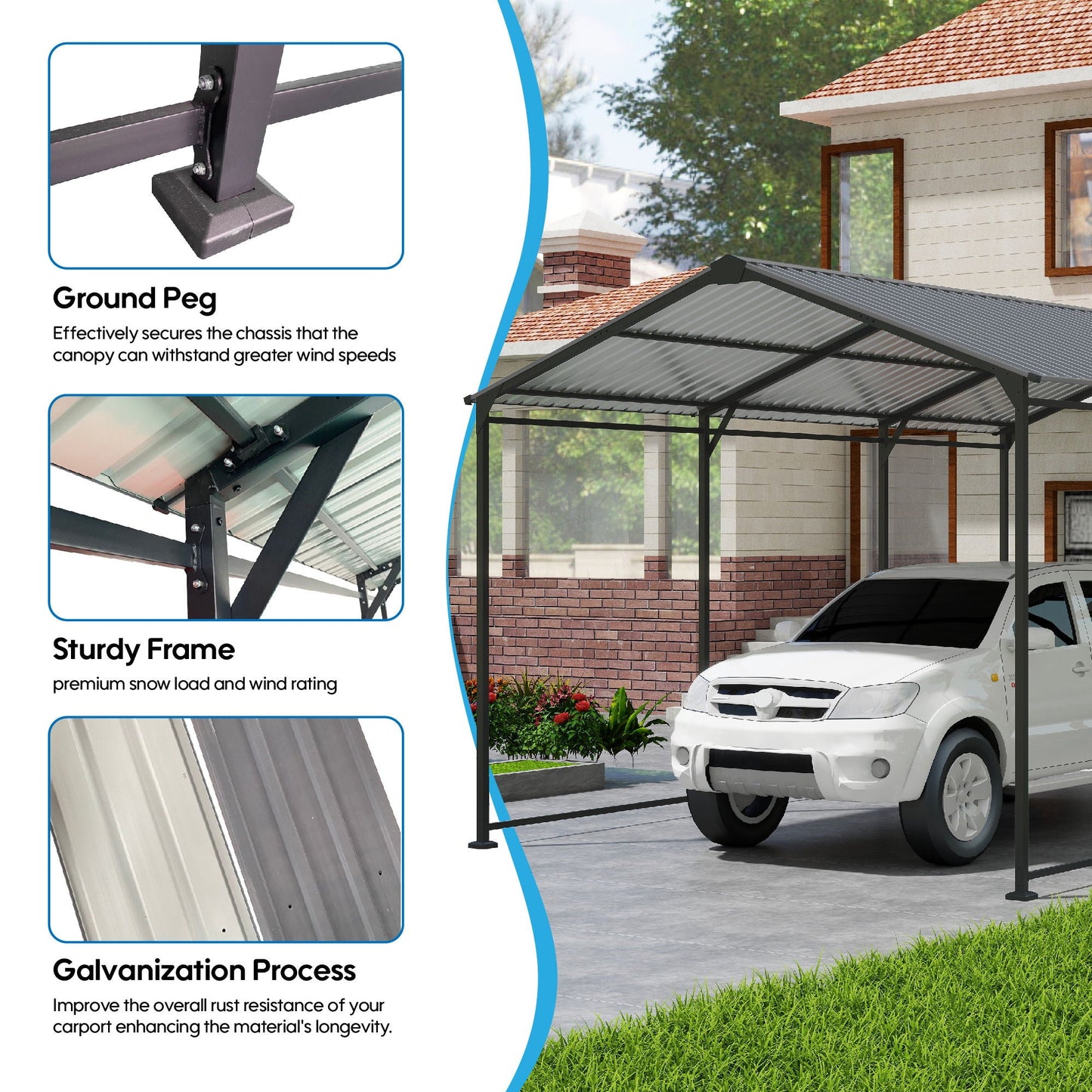 Heavy Duty Carport and Galvanized Steel Roof