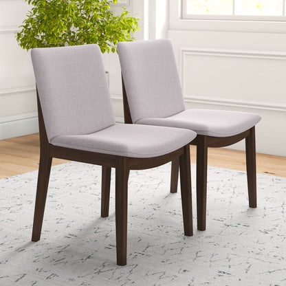 Dining chair set in gray fabric upholstery with dark wood legs, set of 2 by HouseOfZazla on Tampa Home & Garden Store