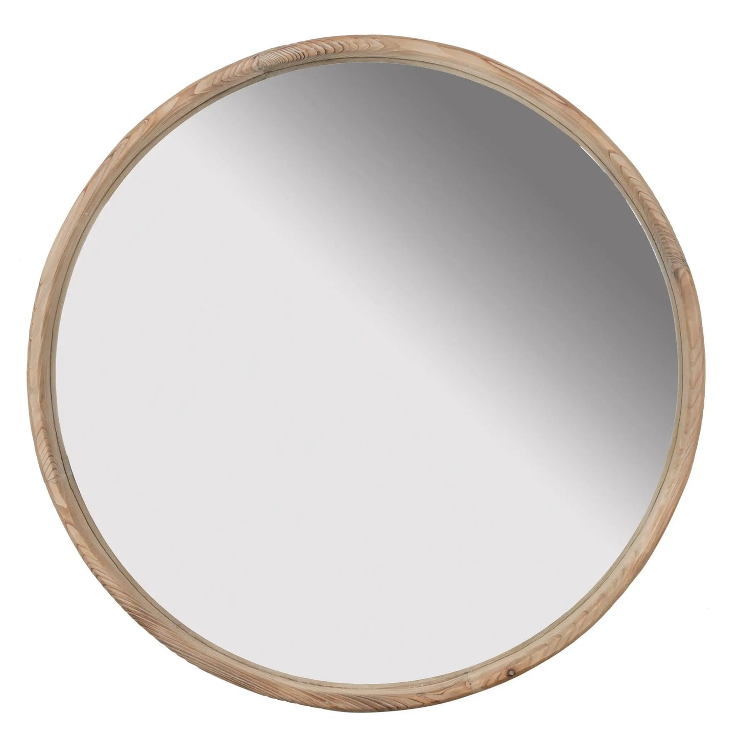 Round Wood Mirror Wall Mounted Home Decor