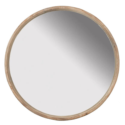 Round Wood Mirror Wall Mounted Home Decor