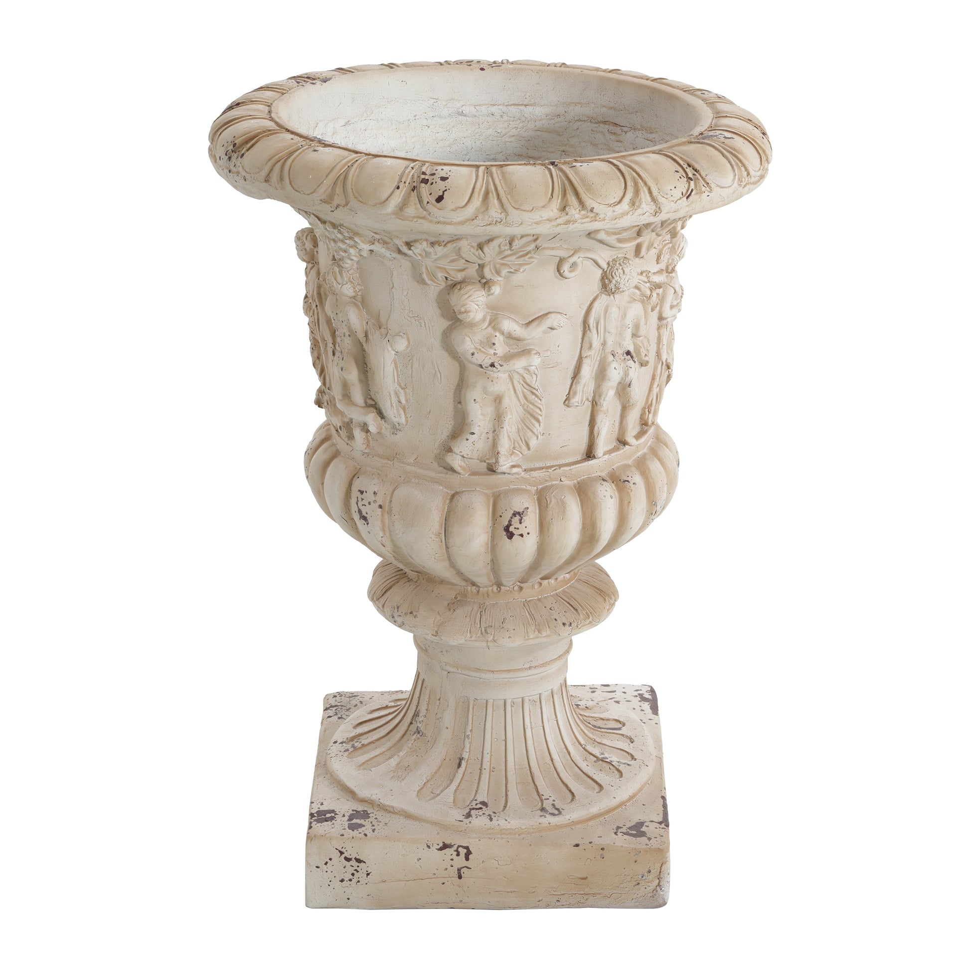 Garden urn antique white, 27in tall, HouseOfZazla garden sculpture on Tampa Home & Garden Store