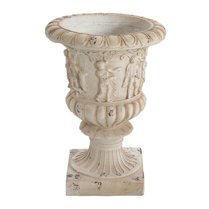 Garden urn antique white, 27in tall, HouseOfZazla garden sculpture on Tampa Home & Garden Store