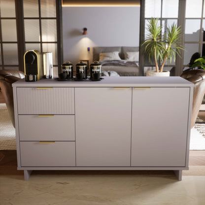 Granville Sideboard with Full Extension Drawers in gray with gold hardware by HouseOfZazla on Tampa Home & Garden Store