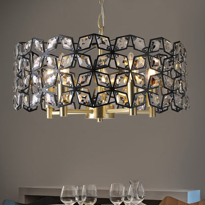 Chandelier 19-inch geometric crystal with black gold metal frame by HouseOfZazla on Tampa Home & Garden Store