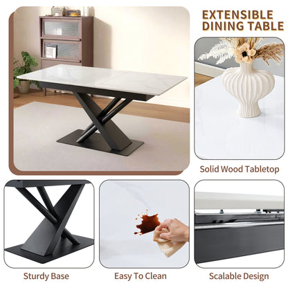 Geometric X Frame Dining Table With Marble Top