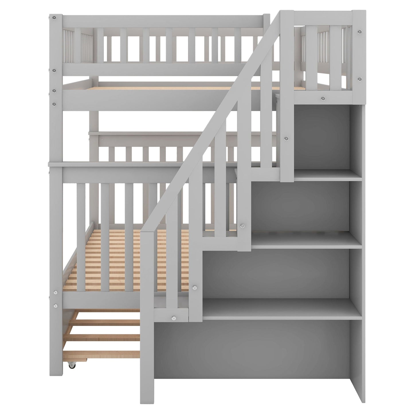Bunk bed with staircase in gray wood by HouseOfZazla on Tampa Home & Garden Store