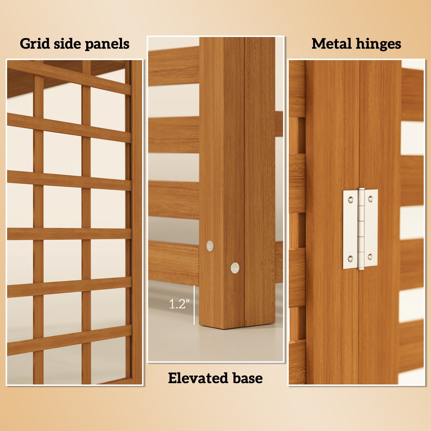 Outsunny Wood Air Fence With Storage Shelves