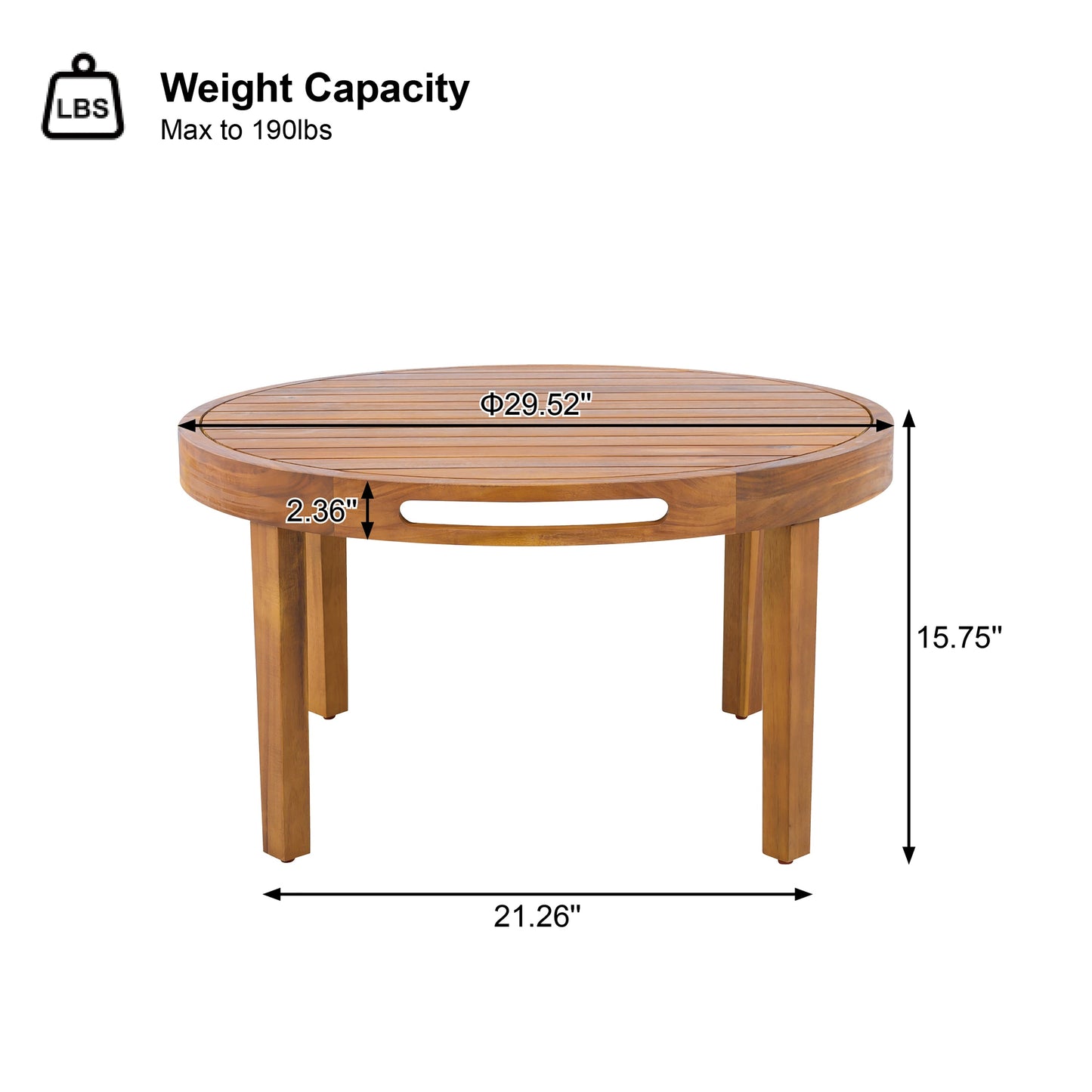 Outdoor Acacia Wood Loveseat and Coffee Table Set