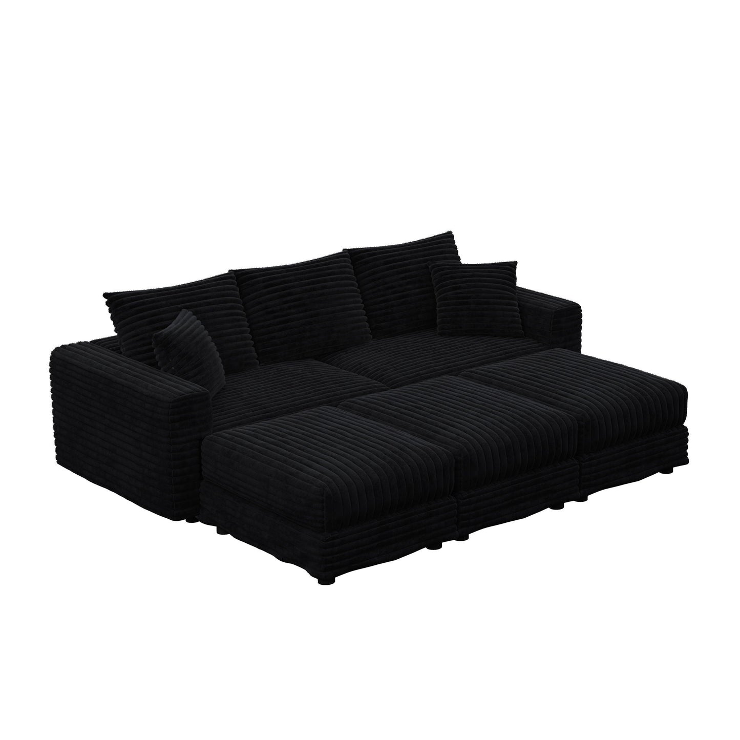 Deep Seat Sofa Bed With Ottoman and Soft Pillows