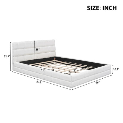 Upholstered platform bed with tufted headboard and sides, slat base by Unique Piece Furniture on Tampa Home & Garden Store