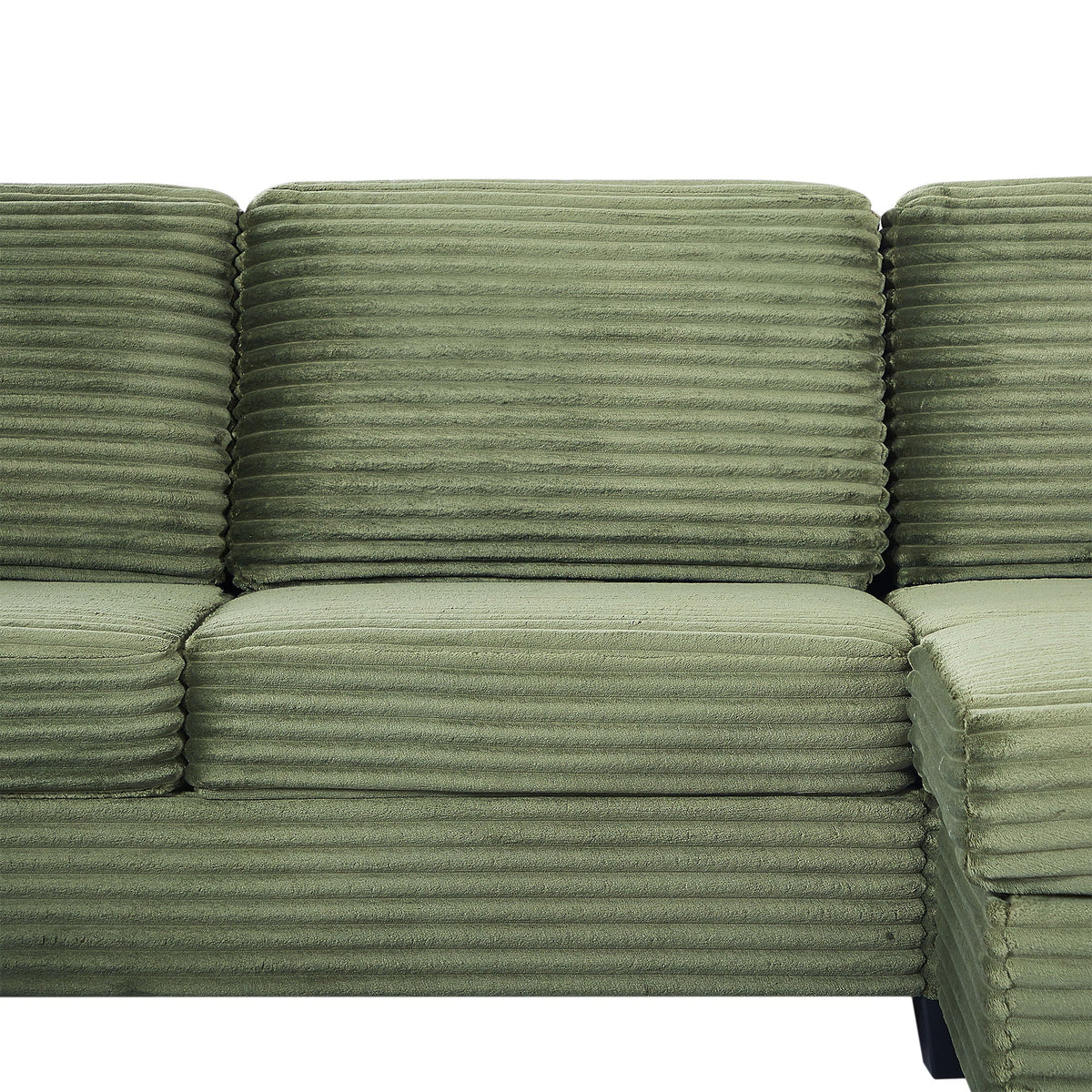 Upholstered U-shaped sectional sofa cushions in olive green ribbed fabric, 2-piece set on Tampa Home & Garden Store