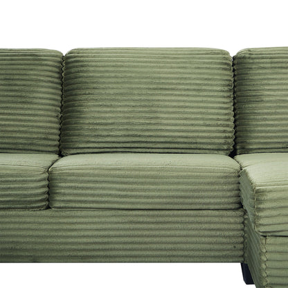 Upholstered U-shaped sectional sofa cushions in olive green ribbed fabric, 2-piece set on Tampa Home & Garden Store