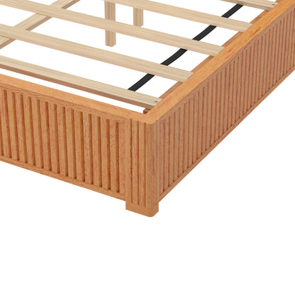 Solid Wood Platform Bed Frame and King Headboard