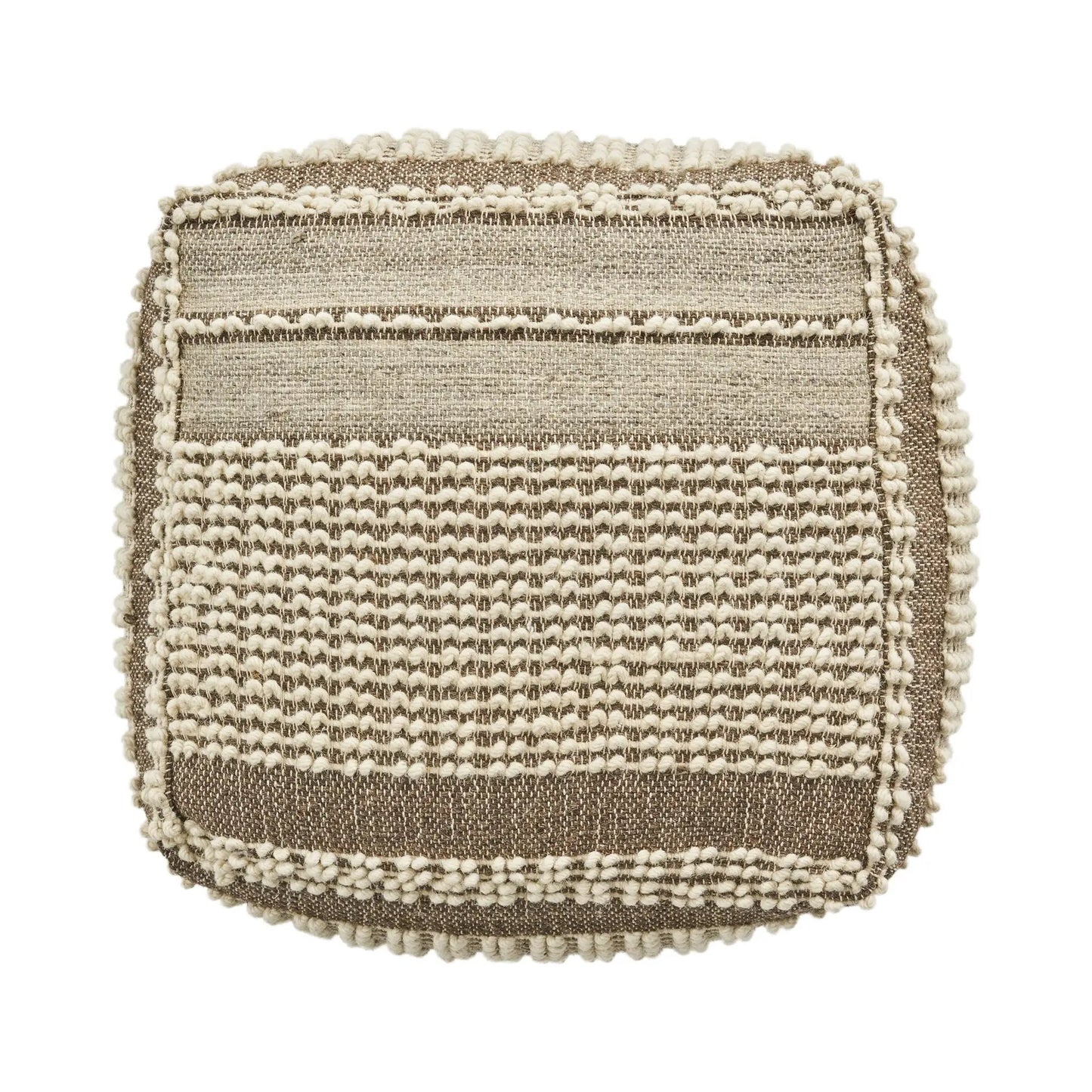 Rustic Wool and Cotton Pouf Handcrafted Tufted