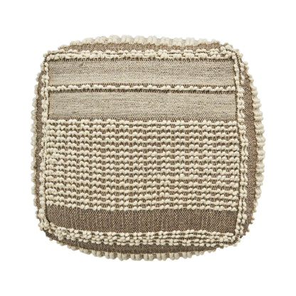 Rustic Wool and Cotton Pouf Handcrafted Tufted