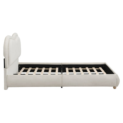 Upholstered Platform Bed with Curved Headboard