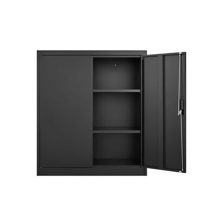 Metal storage cabinet HouseOfZazla with locking doors and adjustable shelf, black on Tampa Home & Garden Store