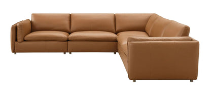 Brighton top-grain modular sectional sofa in brown leather with chaise on Tampa Home & Garden Store