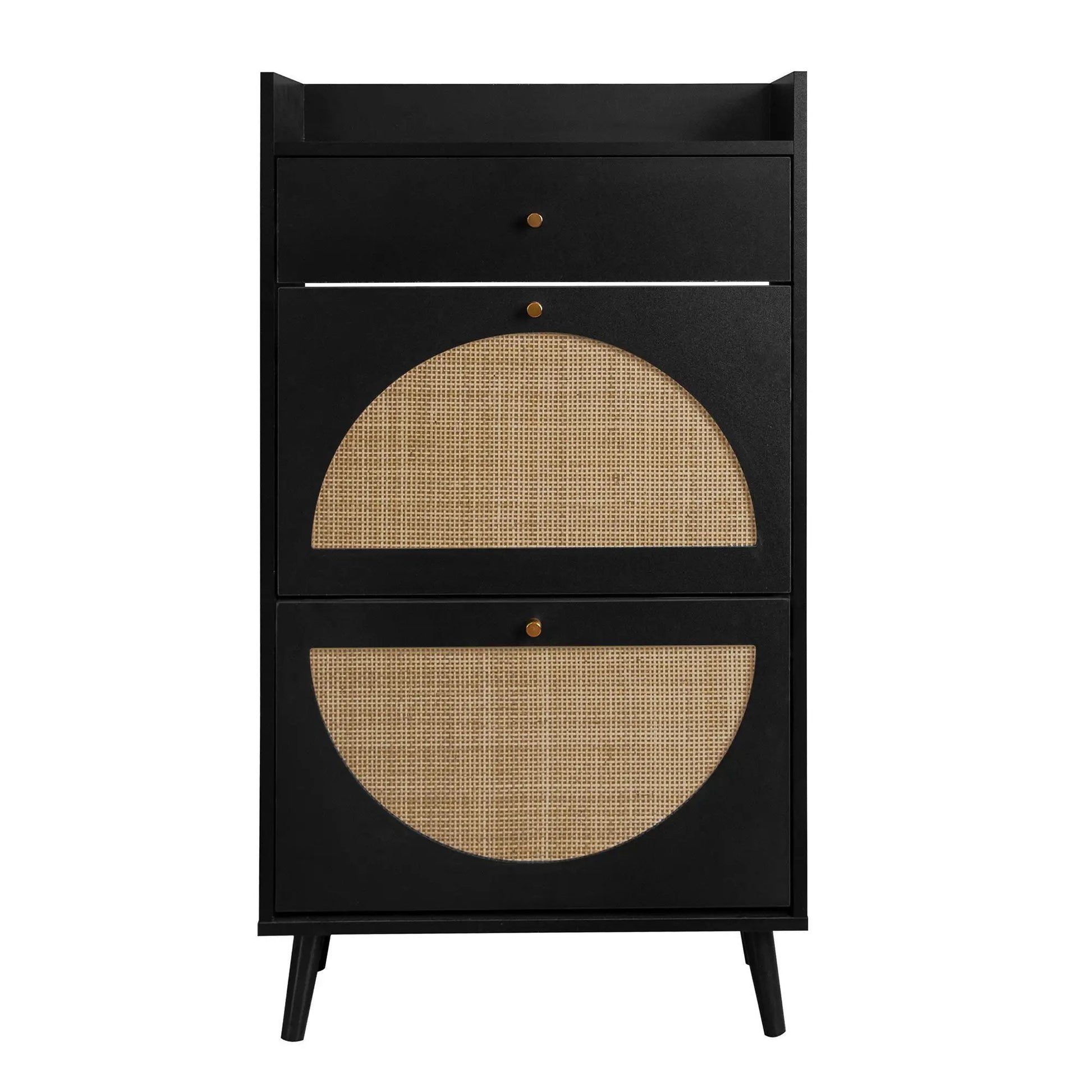 Allen Rattan 2-Door 1-Drawer black shoe cabinet with rattan panel by Unique Piece Furniture on Tampa Home & Garden Store