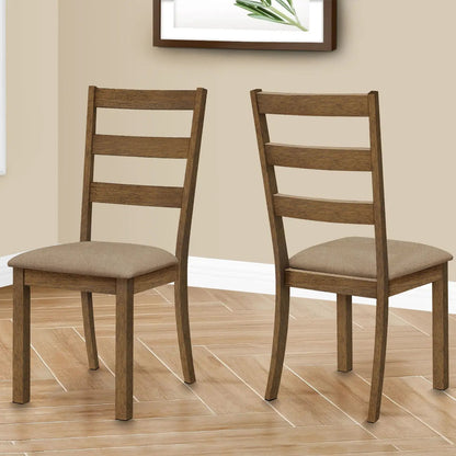 Dining chairs set of 2 with beige upholstered seats and wood ladder-back on Tampa Home & Garden Store