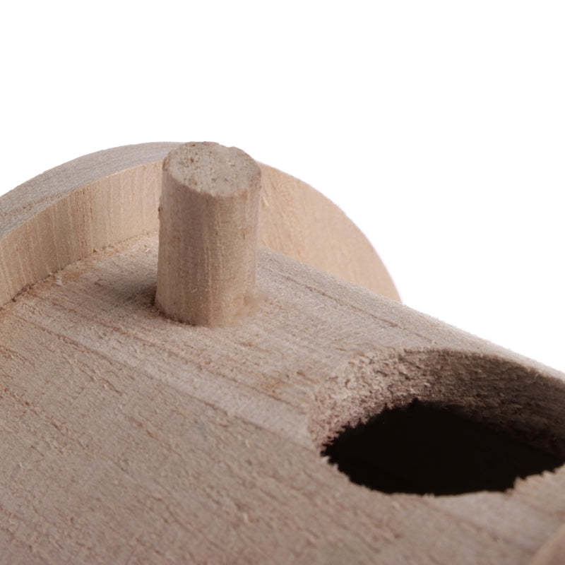 Wooden outdoor bird nest with natural wood finish and top peg on Tampa Home & Garden Store