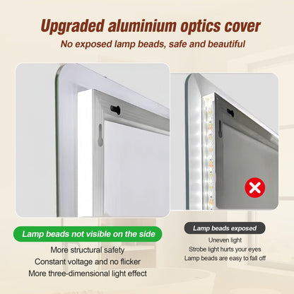 Wall mounted LED mirror with silver finish and 3-color dimmable light HouseOfZazla mirrors on Tampa Home & Garden Store