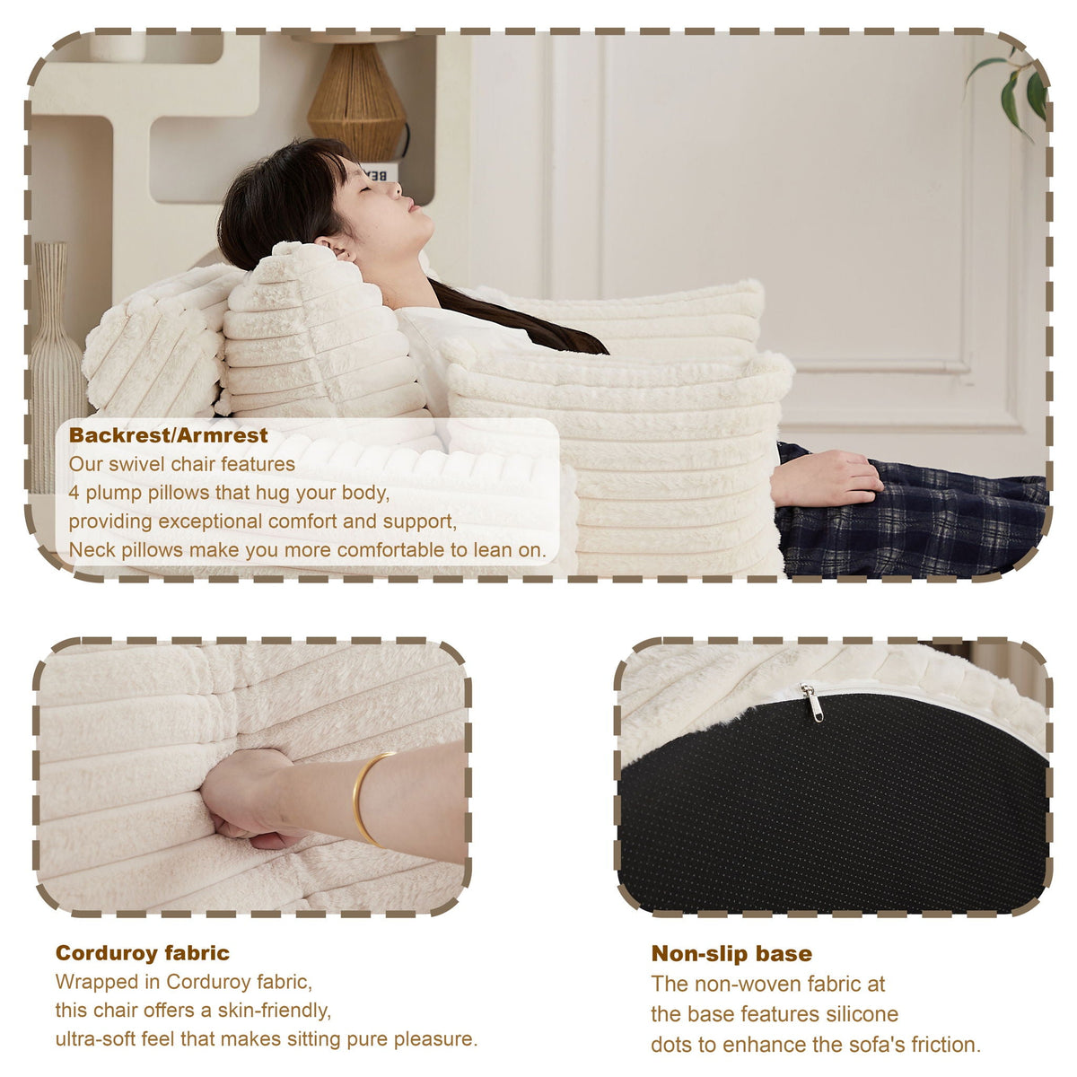 Modern single sofa with a backrest pillow